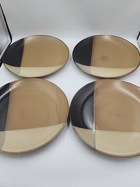 4 Sango Gold Dust Black Dinner Plates 10.5" Farmhouse Country Retired 5022